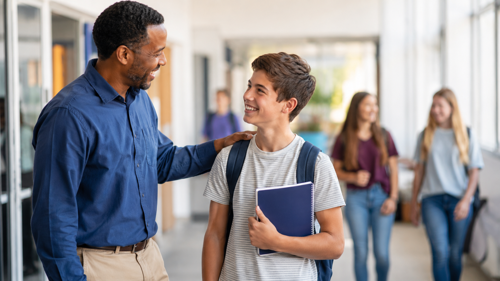 Supportive school hallway interaction